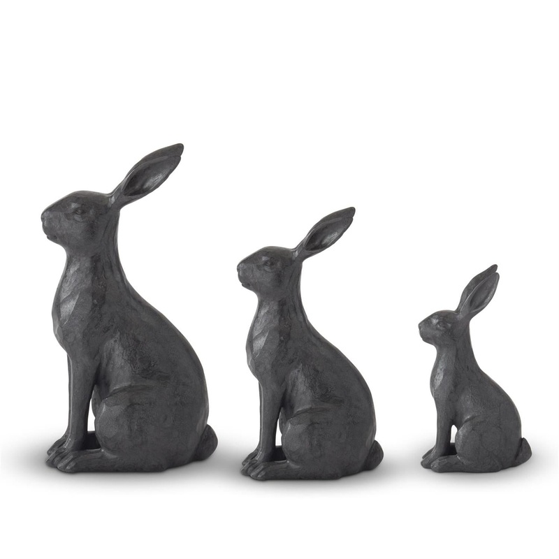 Black Resin Faux Cast Iron Rabbit