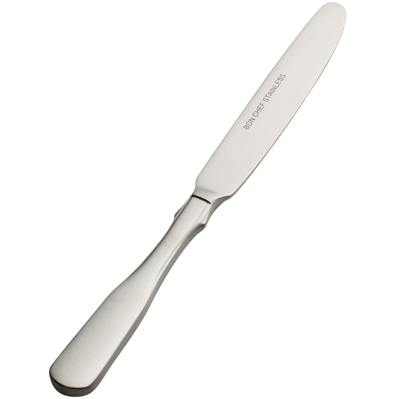 Bon Chef S1917 Liberty 6 15/16″ 13/0 Stainless Steel European Size Solid Handle Butter Knife – 12/Pack