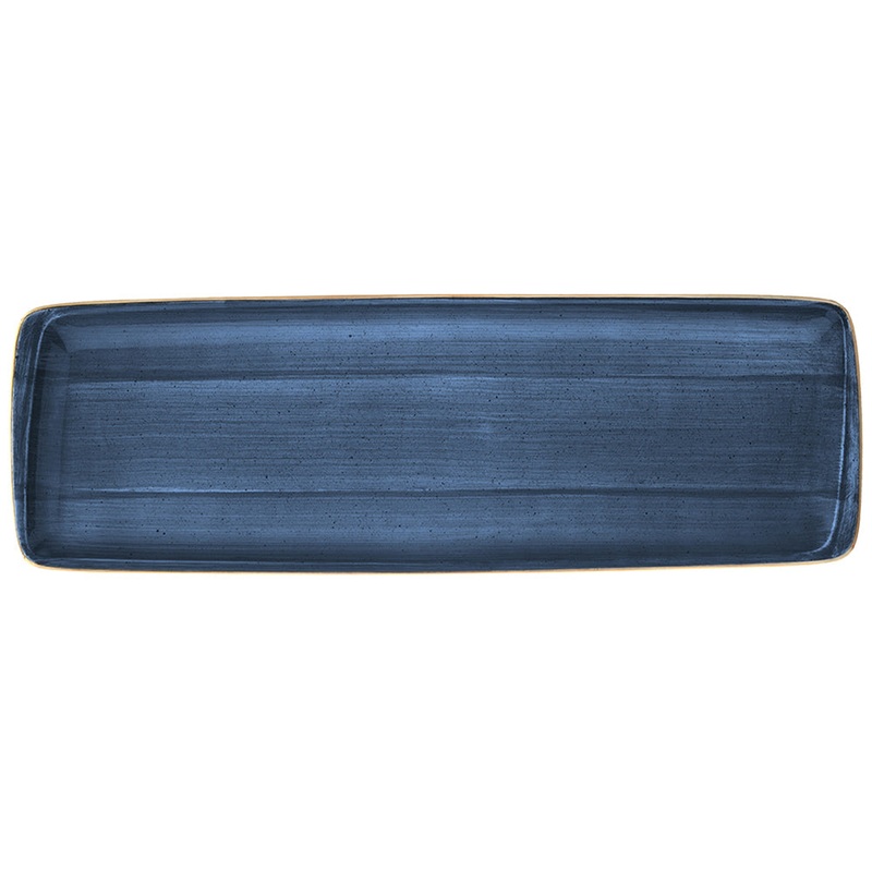 Dusk 19″ x 6.25″ x h:1″ Rectangular Blue Porcelain Platter