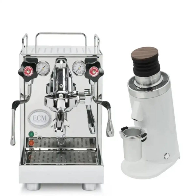 ECM Mechanika VI Slim Espresso Machine with DF64 Gen 2 Grinder with DLC Burrs (White) Bundle