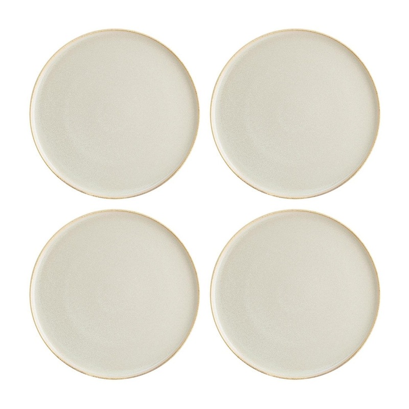Sand dia.6.25″ Round Beige Porcelain Plate (Set of 4)