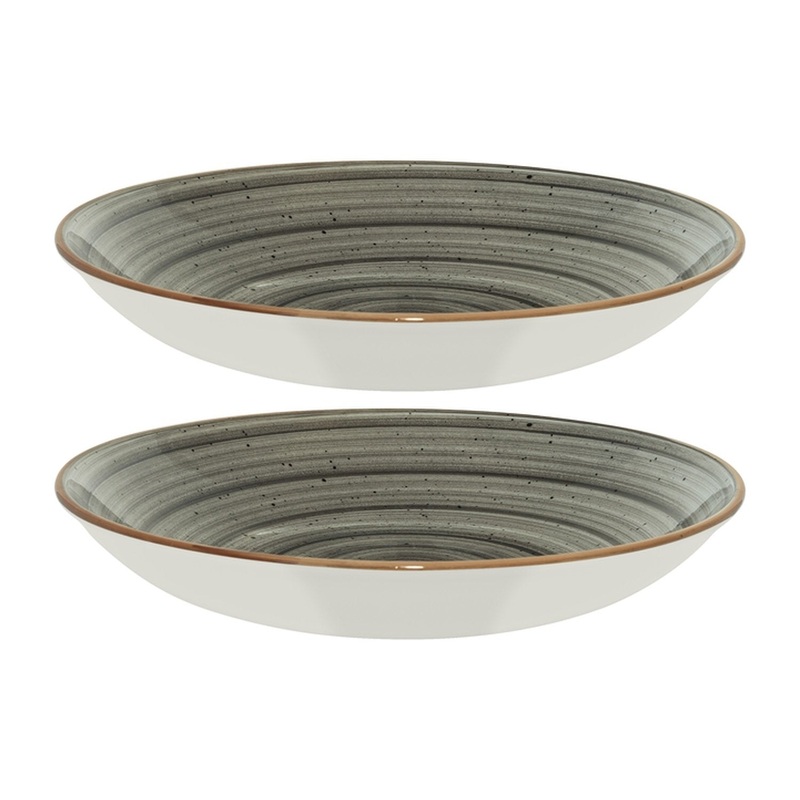 Space dia.10″ h:2″ 44 oz. Round Grey Porcelain Bowl (Set of 2)