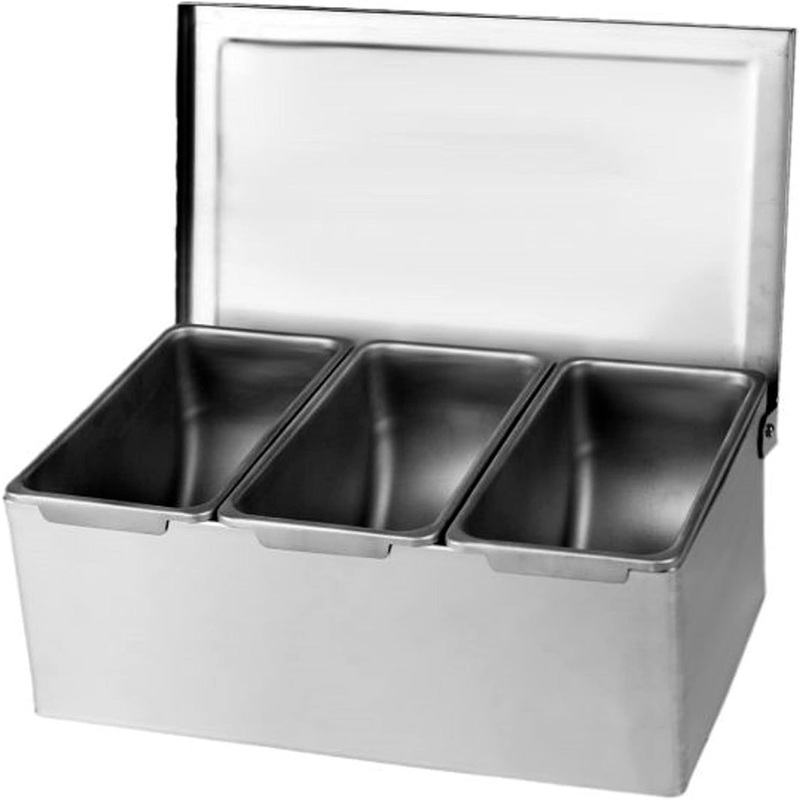 Stainless Steel Condiment Bar (Open Bottom) – Condiment Dispenser Serving Container Garnish Tray Bar Caddy Condiment Server Caddy Garnish Holder for Home Work Restaurant