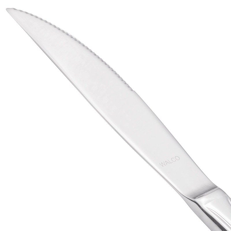 Walco 9722 Prim 9 5/16″ 18/10 Stainless Steel Extra Heavy Weight Solid Handle Steak Knife – 12/Pack
