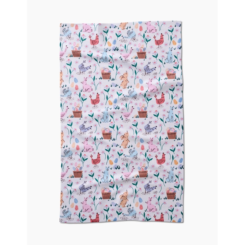 Geometry Spring Bunnies Tea Towel