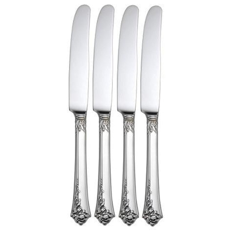 Oneida Damask Rose Set of 4 Dinner Knives 9 1/2″ USA Made