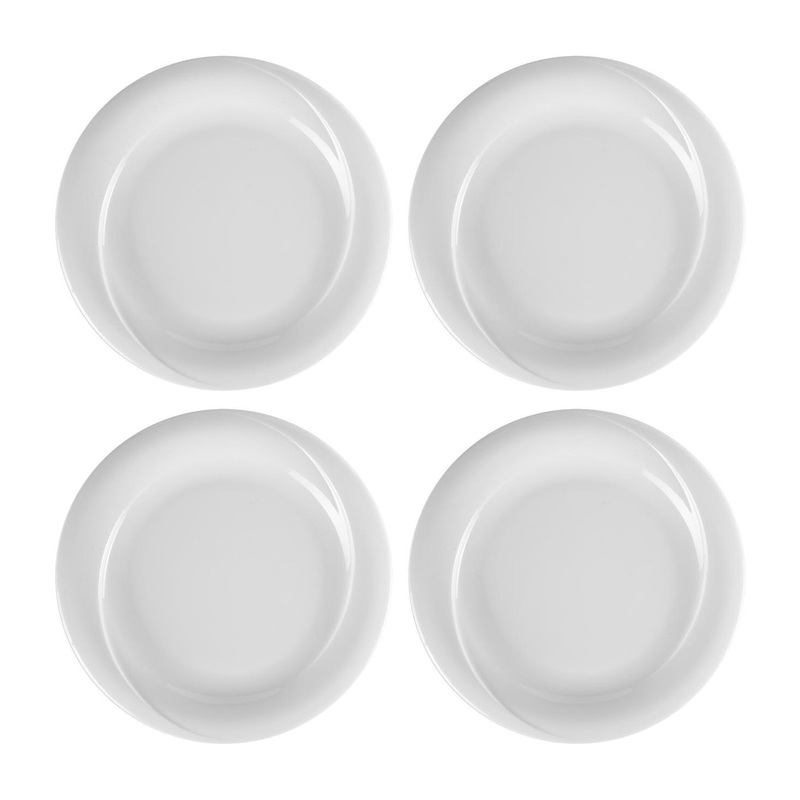 Porcelain X-tanbul dia.11.5″ Round White Porcelain Plate (Set of 4)