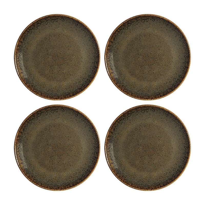 Tierra dia.12″ Round Brown Porcelain Plate (Set of 4)