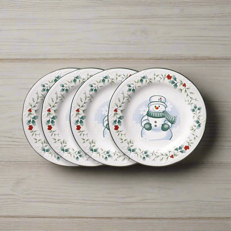 Winterberry Set of 4 Snowman Salad Plates