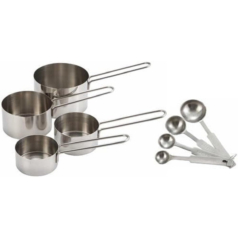 8-piece Ingredients Stainless Steel Measuring Cup and Measuring Spoon Set- Nesting Measuring Cups Stackable Cups and Spoons Kitchen Gadgets for Cooking & Baking