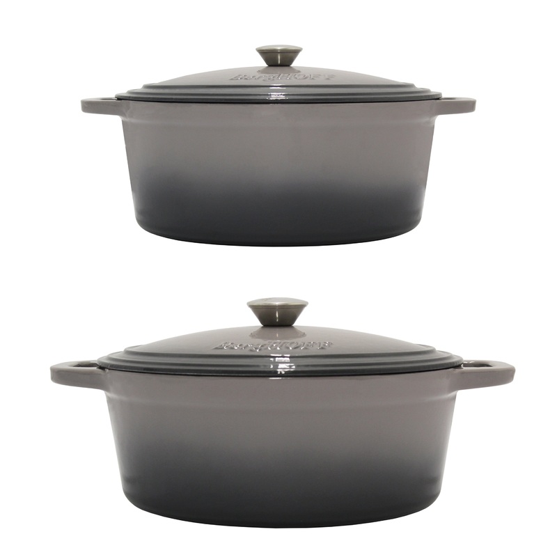 BergHOFF Neo 4Pc Cast Iron Cookware Set, 5qt. & 8qt. Dutch Ovens, Matching Lids, Oyster