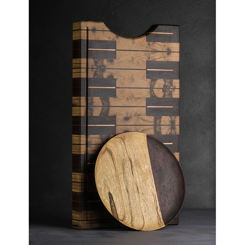Double Black Butcher Block & Plate