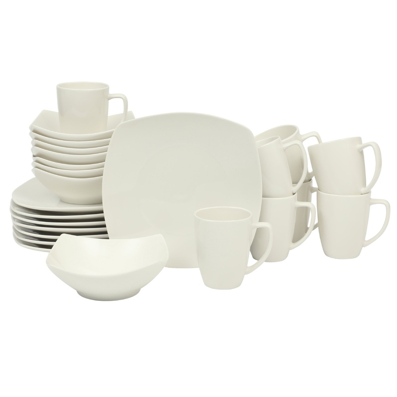 Gibson Home Zen Buffet (Service for 8) 24 Piece Plates and Bowls Porcelain Solid Color Dishes  Ceramic Dinnerware Set – White