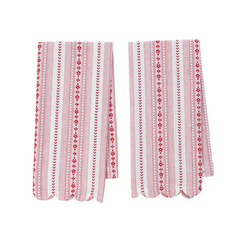 Juliska Villa Stripe Kitchen Towel Set/2 – Ruby