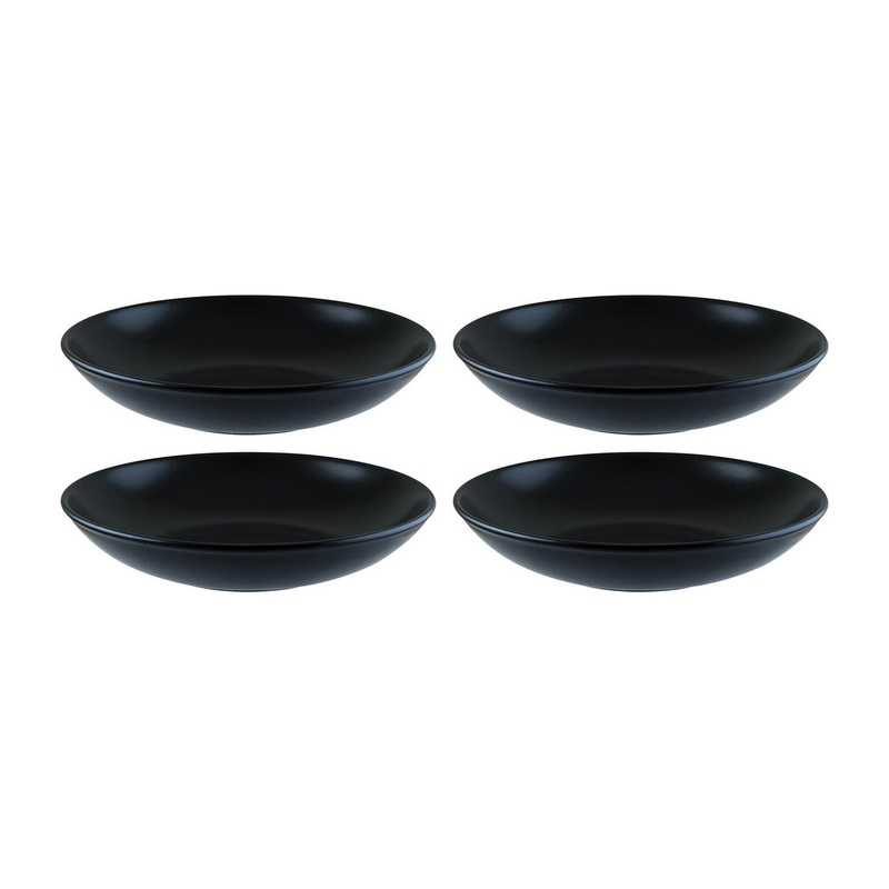 Notte dia.9″ h:2″ 34 oz. Round Black Porcelain Bowl (Set of 4)