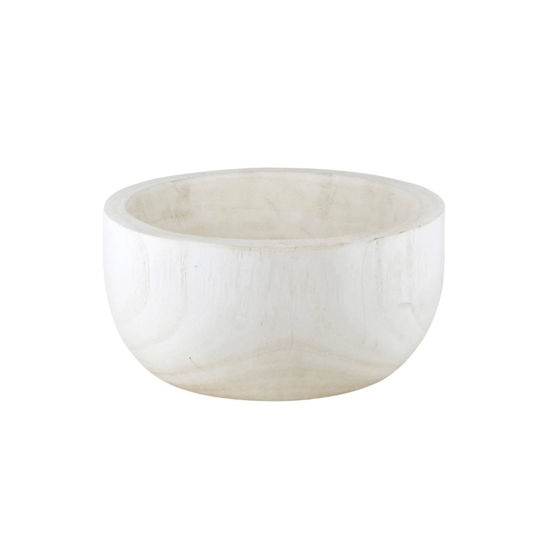 Paulownia Wood Serving Bowl – White