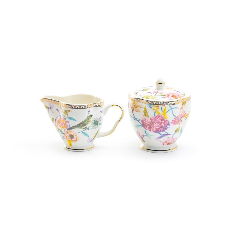 Spring Flowers with Bird Fine Porcelain Sugar & Creamer Set – CLEARANCE