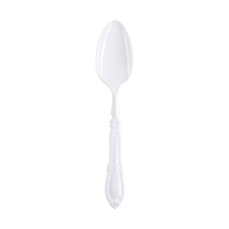 White Baroque Disposable Plastic Dinner Spoons