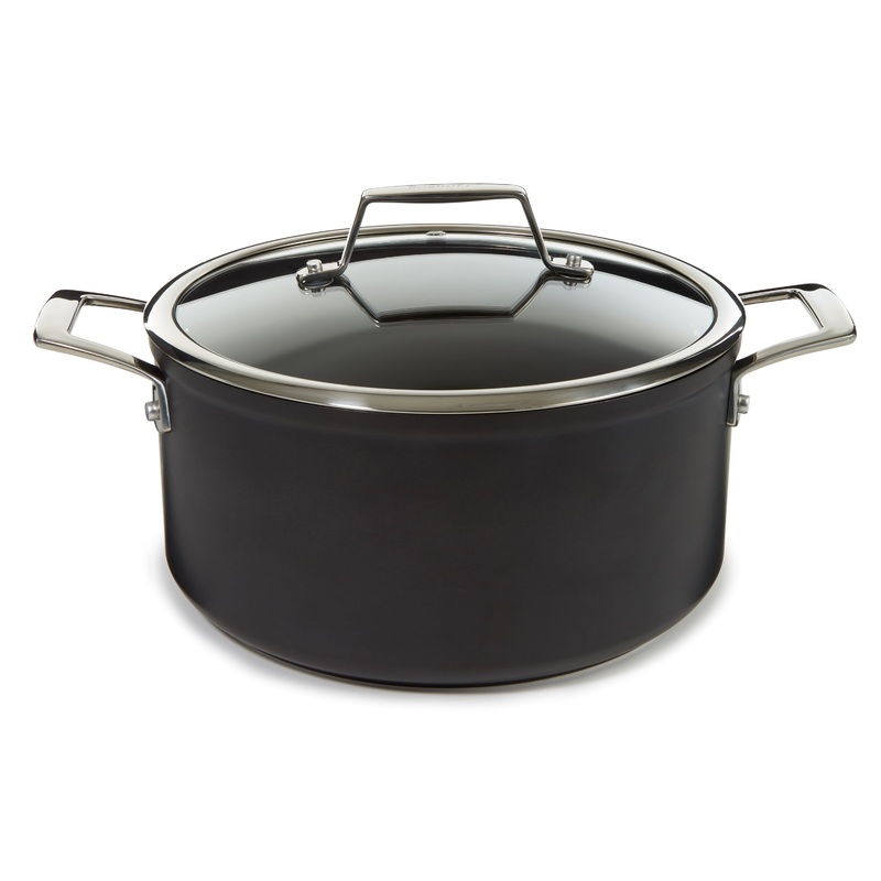 BergHOFF Essentials Nonstick Hard Anodized 10″ Stockpot 5.3qt. With Glass Lid, Black