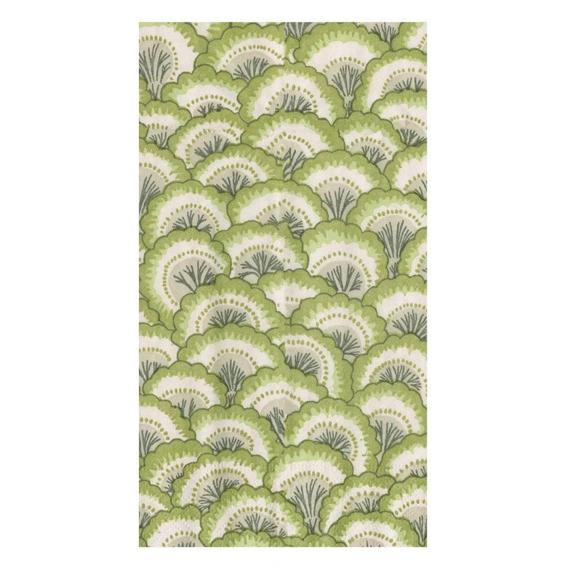 Caspari Pontchartrain Scallop Green Guest Towel Napkins – 15 Per Package