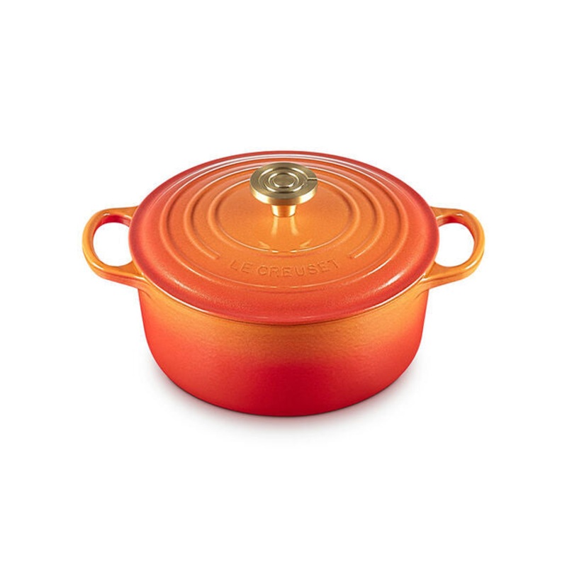 Le Creuset Flamme Doree Signature Round Dutch Oven with Crucible Knob – 4.5 Qt