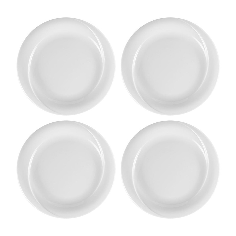 Porcelain X-tanbul dia.9.75″ Round White Porcelain Plate (Set of 4)