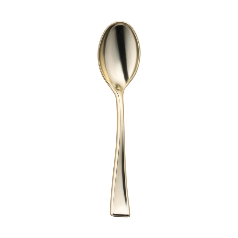 Shiny Metallic Gold Mini Plastic Disposable Tasting Spoons