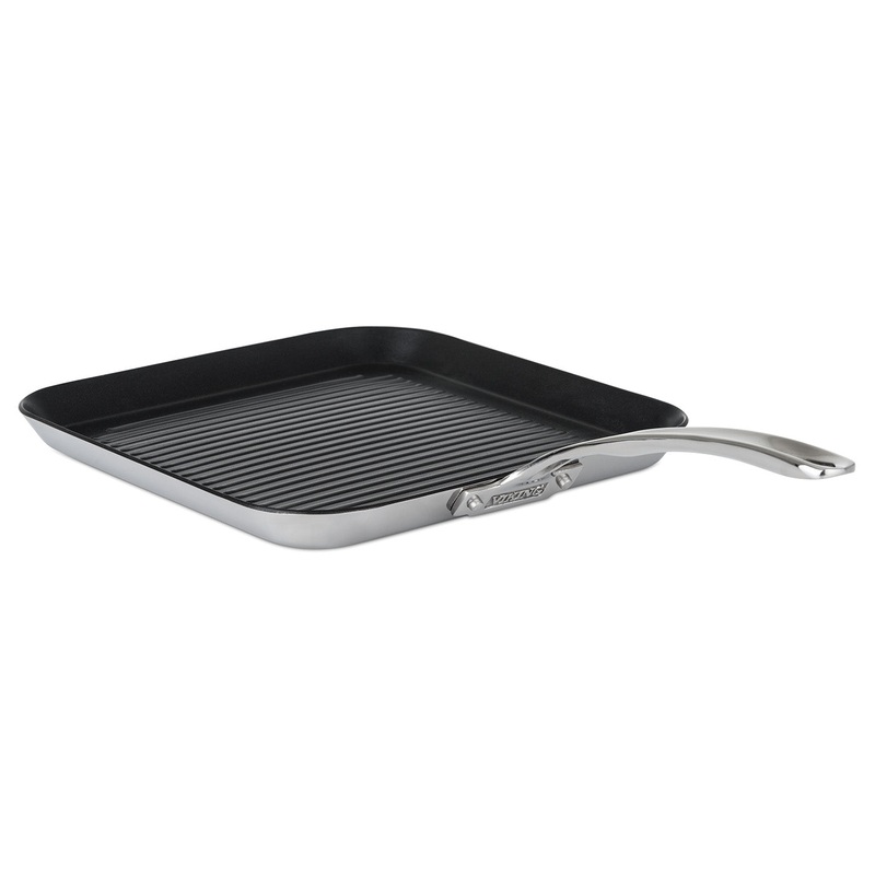Viking Contemporary 3-Ply Stainless Steel 11″ Quantianum Nonstick Grill Pan
