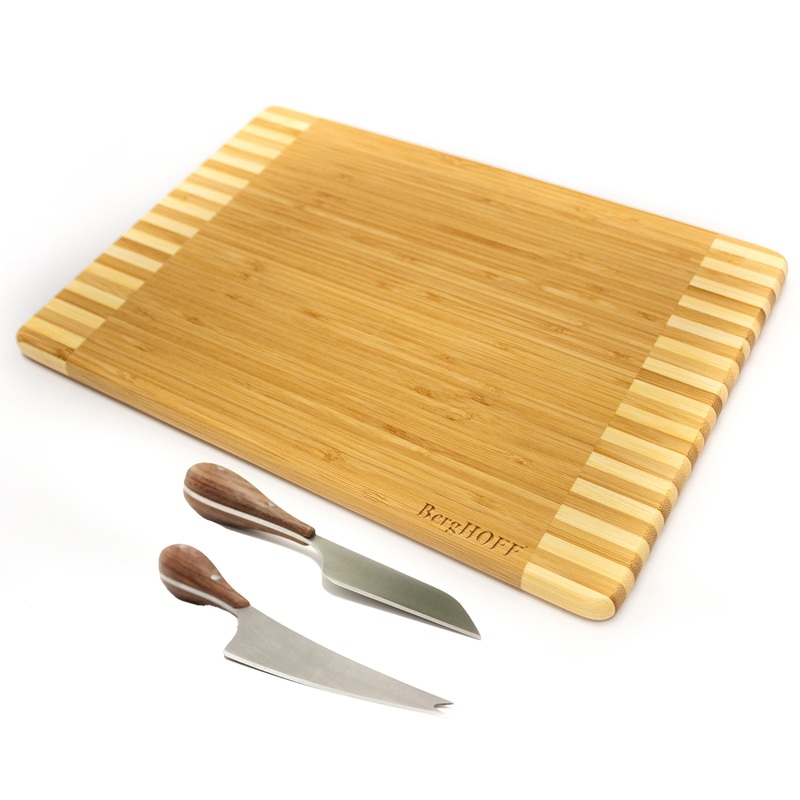 BergHOFF Aaron Probyn 3pc Cheese Knife and Rectangle Bamboo Board Set, Two-Toned