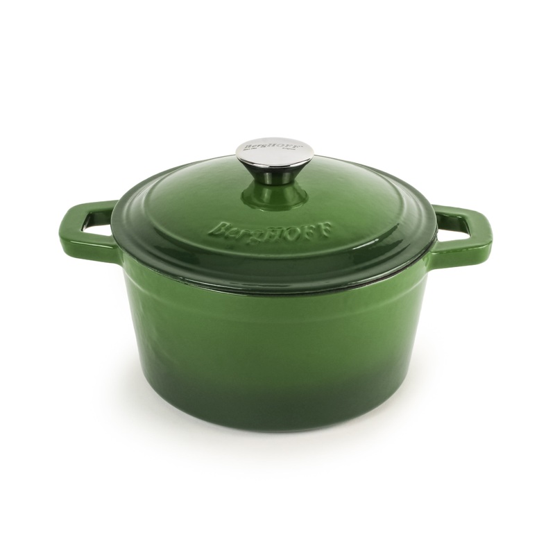 BergHOFF Neo Cast Iron 3qt. Round Dutch Oven 8″ with Lid, Green