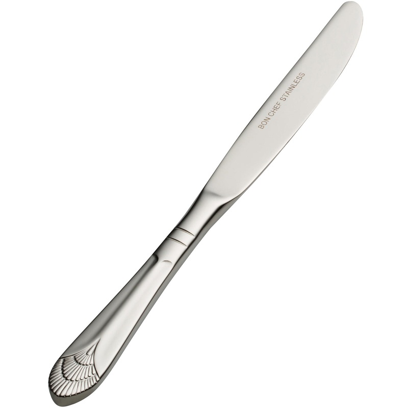 Bon Chef S1717 Nile 6 15/16″ 13/0 Stainless Steel European Size Solid Handle Butter Knife – 12/Pack