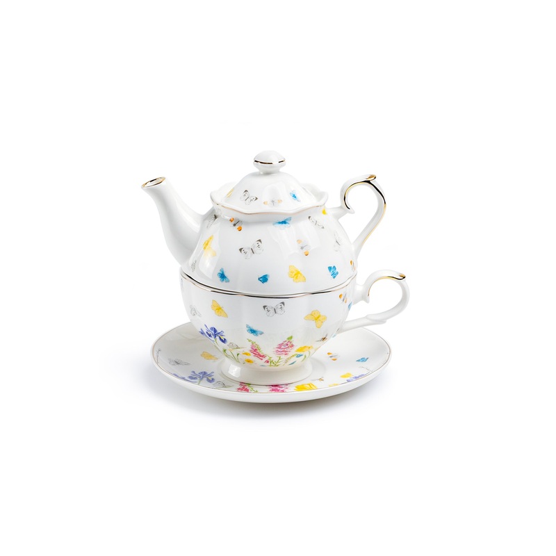 Butterfly Garden Fine Porcelain Tea For One Set