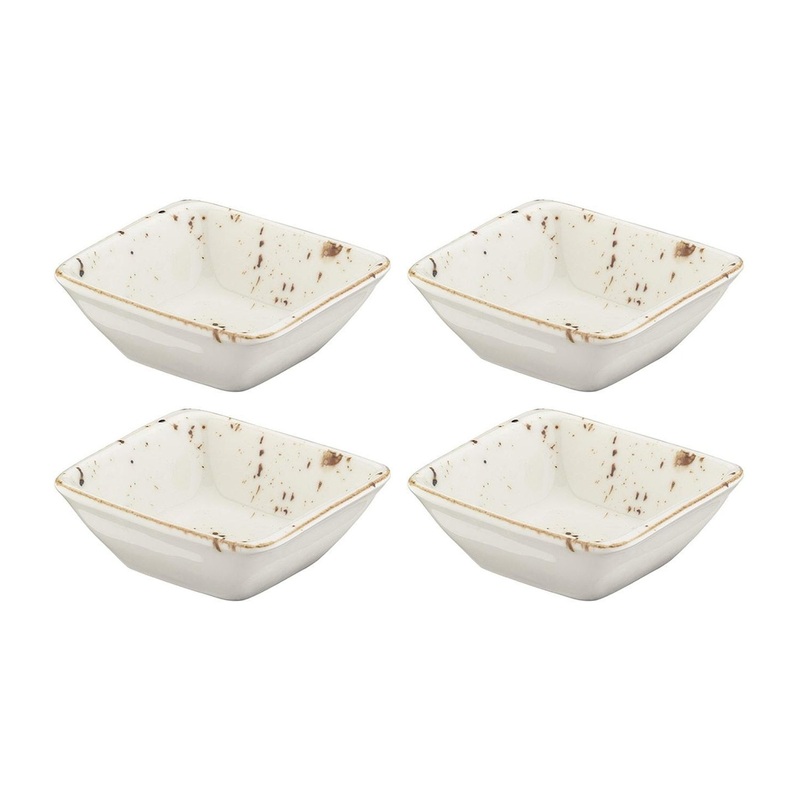 Grain 3.5″ x 3.5″ x h:1.25″ 1 oz. Square Decorated Porcelain Ramekin (Set of 4)