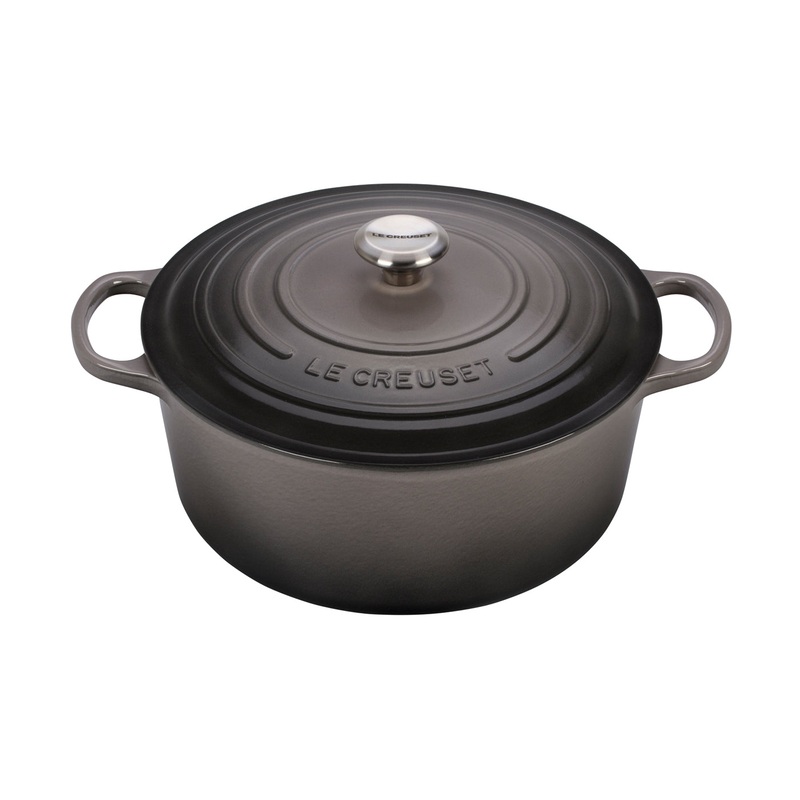 Le Creuset 9 Qt. Signature Round Dutch Oven w/Stainless Steel Knob – Oyster- Personalized Engraving Available