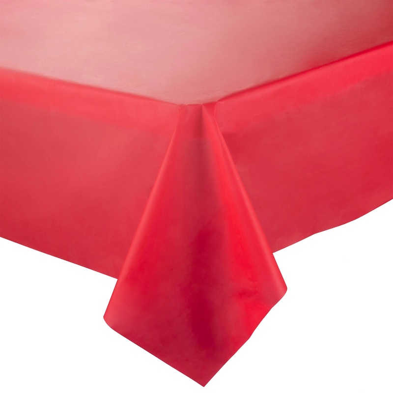 Red Rectangular Disposable Plastic Tablecloths (54″ x 108″)