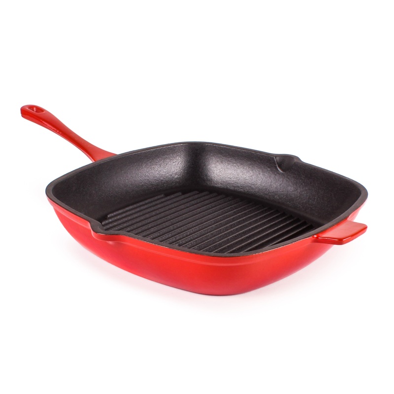 BergHOFF Neo Cast Iron Square Grill Pan 11″, Red