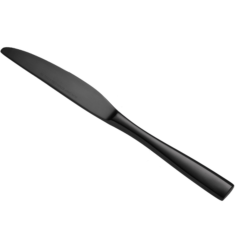 Bon Chef S3011B Manhattan 9″ 18/10 Extra Heavy Weight Black Stainless Steel Dinner Knife – 12/Pack