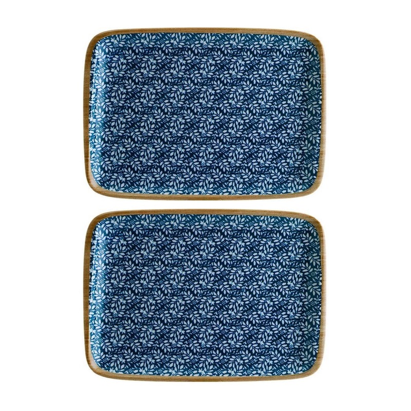 Calif 9″ x 6″ Rectangular Decorated Porcelain Plate (Set of 2)
