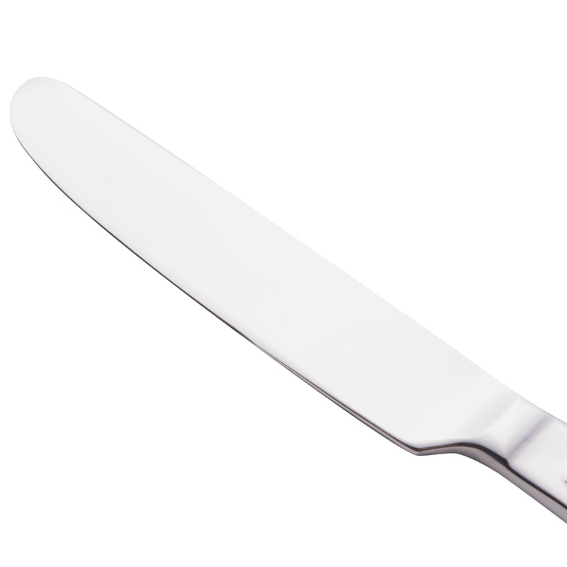 World Tableware 989 554 Quantum 7 1/8″ 18/0 Stainless Steel Heavy Weight Solid Handle Bread and Butter Knife with Plain Blade – 12/Pack