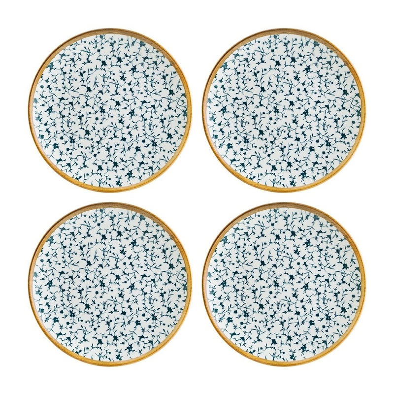 Calif dia.6.75″ Round Decorated Porcelain Plate (Set of 4)