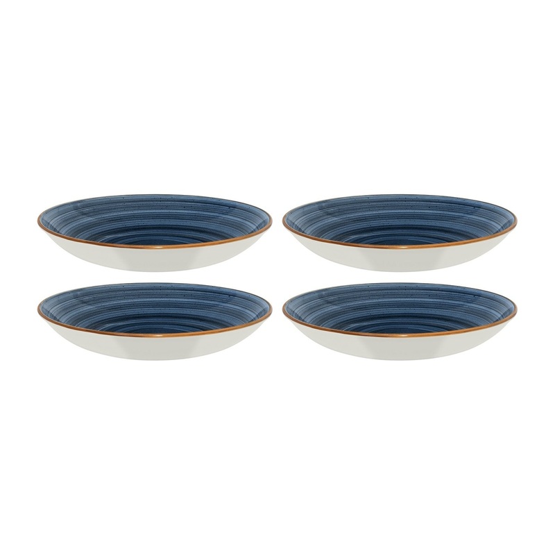 Dusk dia.9″ h:2″ 34 oz. Round Blue Porcelain Bowl (Set of 4)