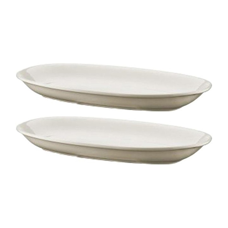 Gourmet 9.5″ x 5.5″ x h:1.25″ Oval Warm White Porcelain Platter (Set of 2)