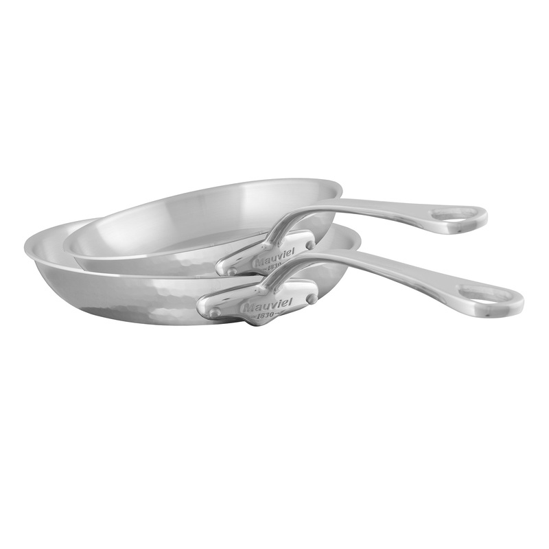 Mauviel M’ELITE Hammered 5-Ply 2-Piece Frying Pan Set With Cast Stainless Steel Handles