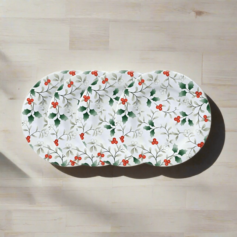 Winterberry Set of 4 Outdoor Melamine Salad Plates