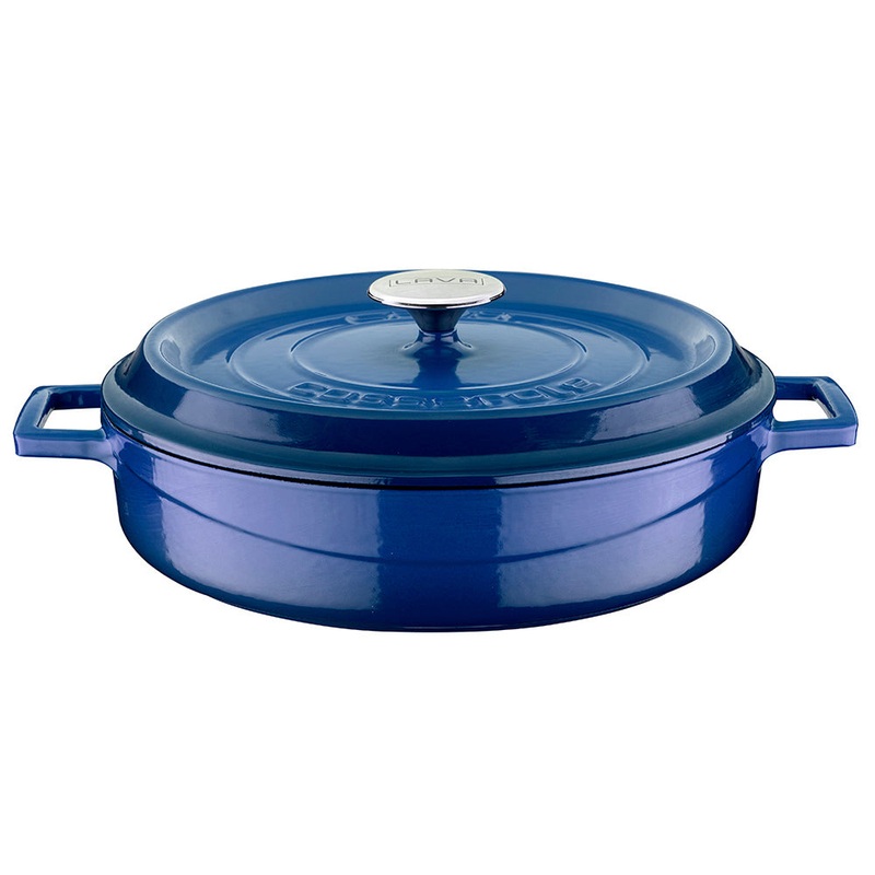 Cast Iron dia.11″ h:2″ 3.75 qt. Round Blue Cast Iron Dutch Oven