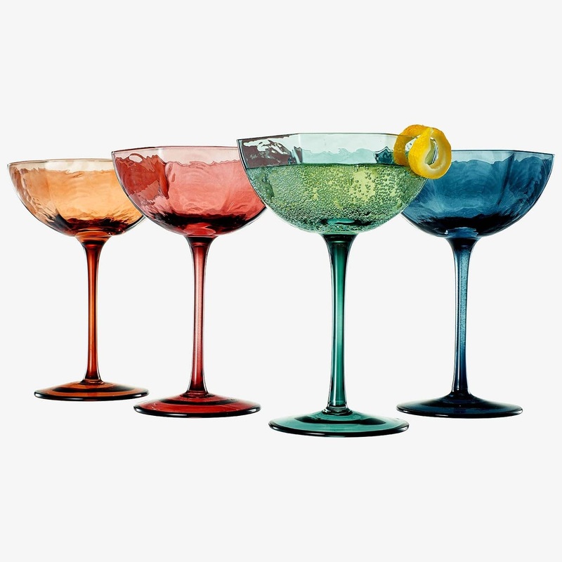Cocktail, Martini & Champagne Luxury Angled Coupe Glasses 6 oz, Muted Colored