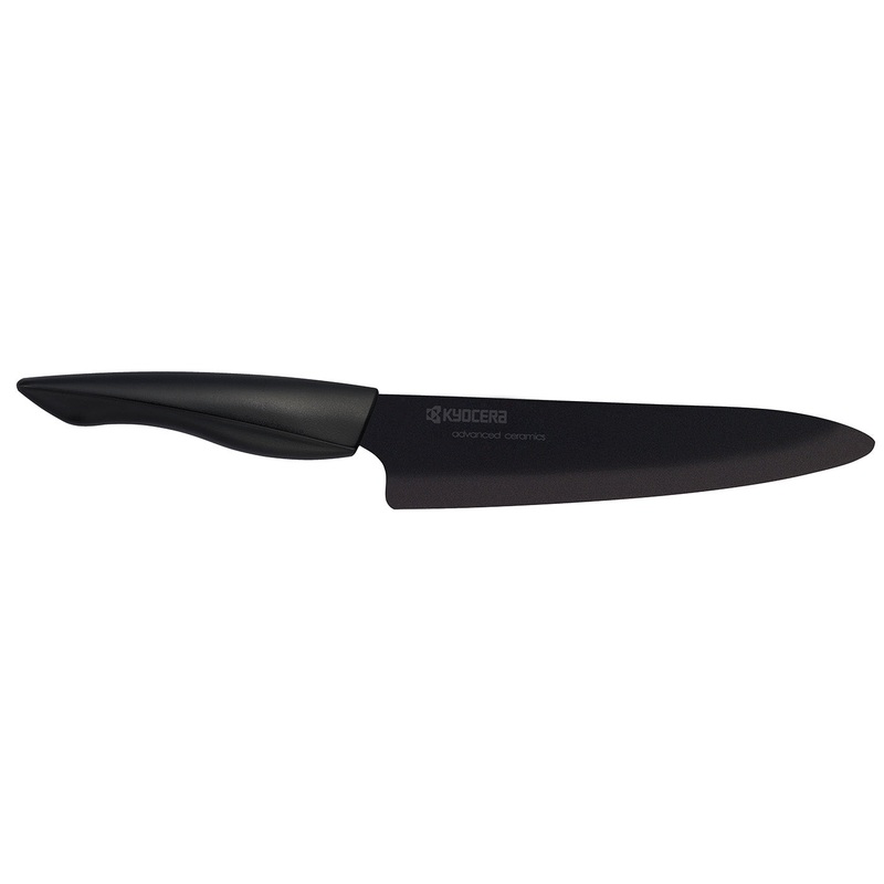 Kyocera Innovation Series 7″ Chef’s Knife w/Soft Grip Handle, Black Blade