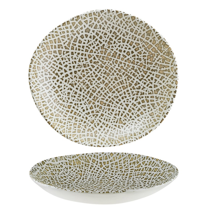 Lapya Wood 10.25″ x 9.5″ x h:2.5″ 36 oz. Organic Decorated Porcelain Bowl
