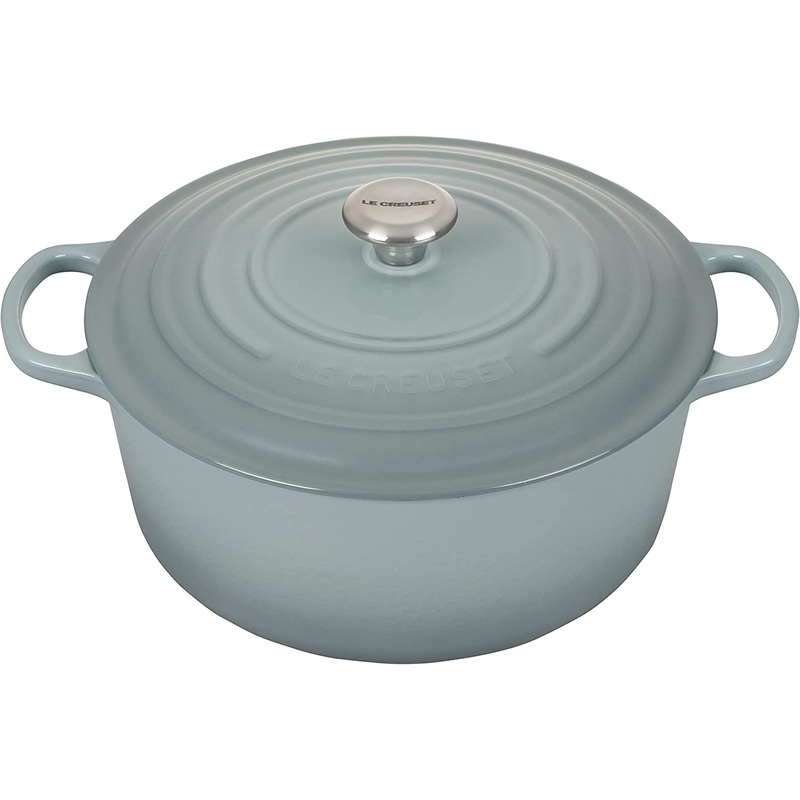 Le Creuset 9 Qt Signature Round Dutch Oven w/Stainless Steel Knob – Sea Salt- Personalized Engraving Available