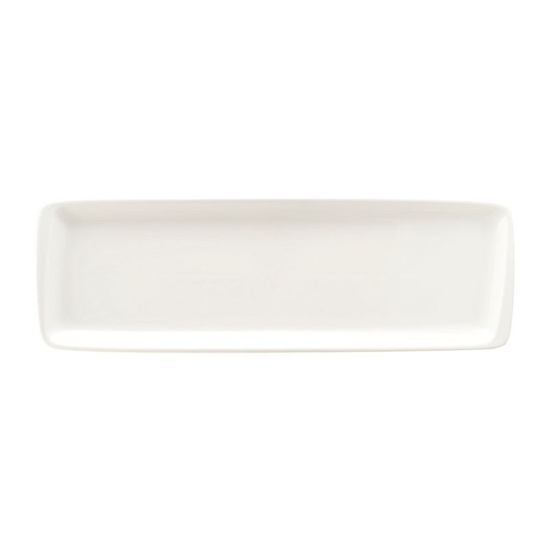Moove 19″ x 6.25″ x h:1″ Rectangular Warm White Porcelain Platter